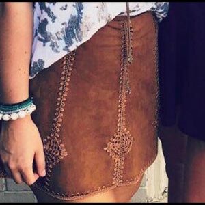 H&M brown suede skirt